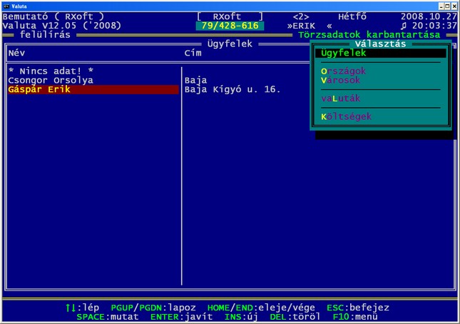 �gyf�lt�rzs - valutav�lt� szoftver - valutav�lt� program